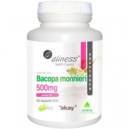 Aliness Bacopa Monnieri extract 50%, 500 mg - 100 kapsułek