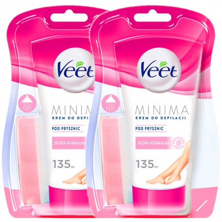 Zestaw Veet Minima 2x135 ml - krem do depilacji pod prysznic skóra normalna