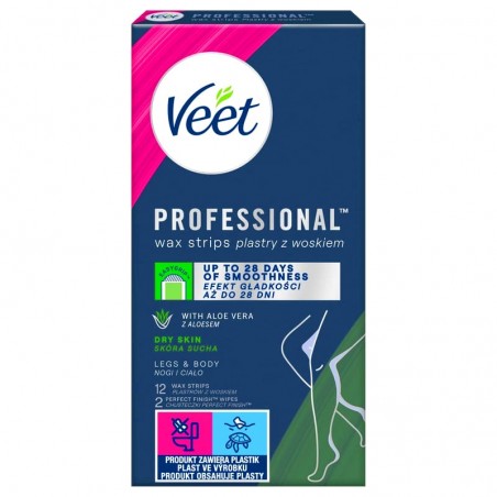 Veet Professional 12 szt. - plastry z woskiem skóra sucha nogi i ciało