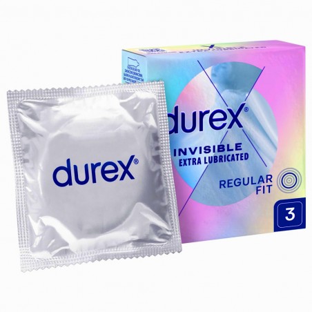 Durex Invisible Nawilżane 3 szt. - prezerwatywy