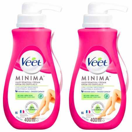 Zestaw Veet Minima 2x 400 ml - krem do depilacji skóra sucha